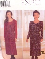 5233 BUTTERICK EZ LONG TUCK TIE A-TUNIC,  LONG SLEEVE  FLARE DRESS PATTERN 8-18, 20-24 UNCUT